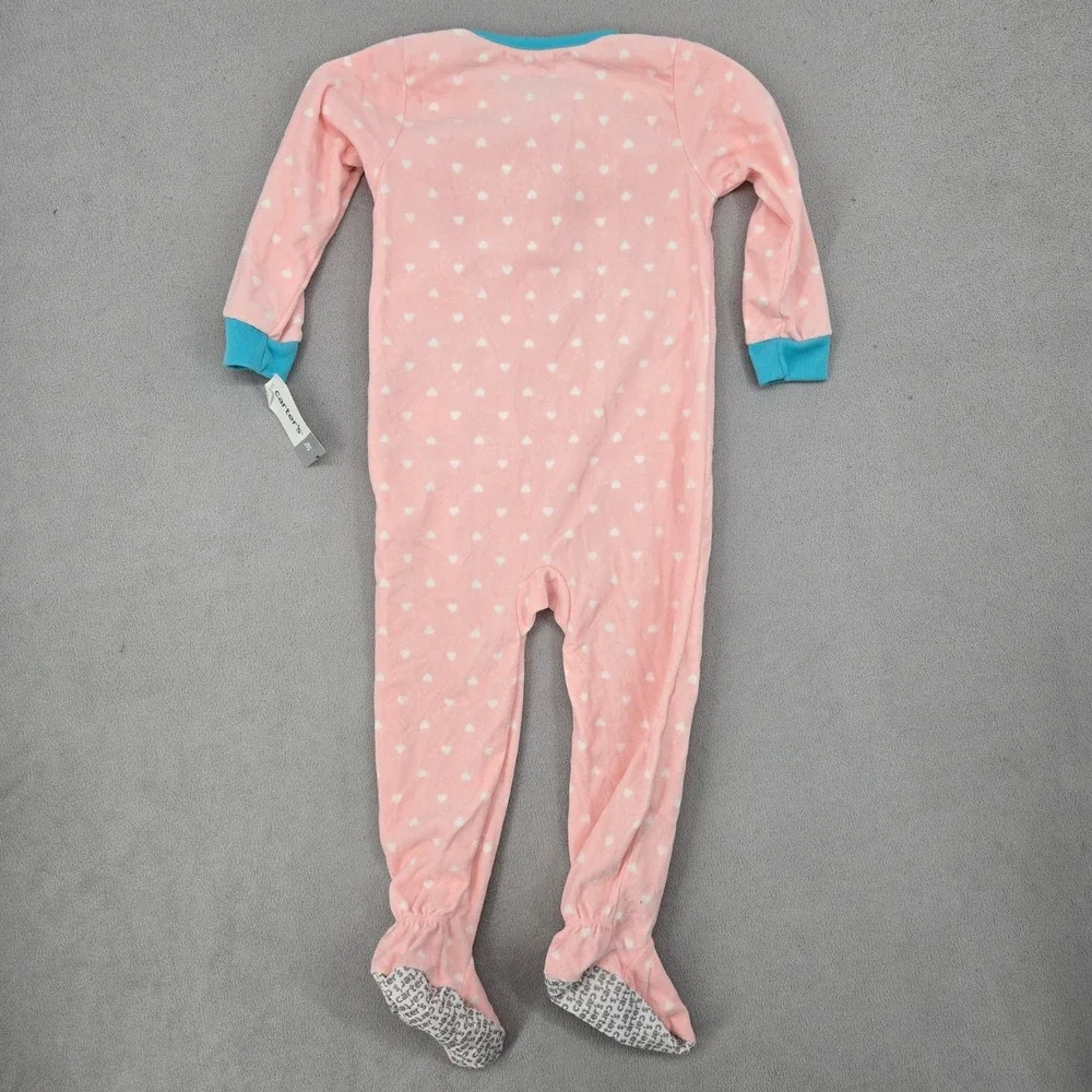 Carter's Toddler Girls NWT 3T Footed Pajamas Princess Monkey Heart Fleece